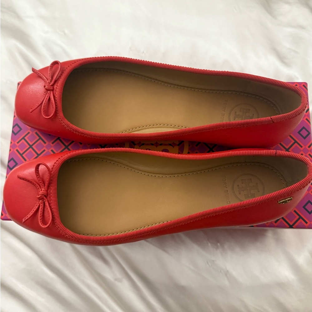 Vintage Tory Burch Ballet Red Flats with Bow